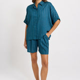 Ophelia Shirt - Teal/White Stripe | Betty Basics