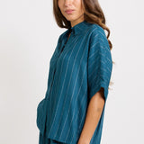 Ophelia Shirt - Teal/White Stripe | Betty Basics