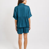 Ophelia Oversized Shirt - Teal/White Stripe