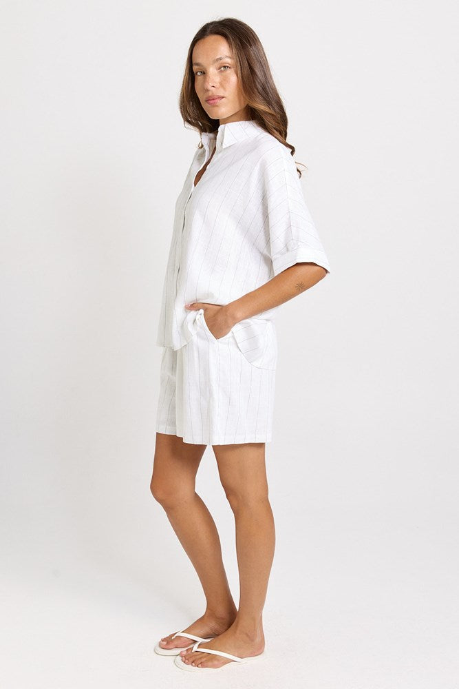 Ophelia Shirt - White/Black Stripe | Betty Basics