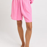 Palm Relax Shorts - Pink/Teal Stripe | Betty Basics