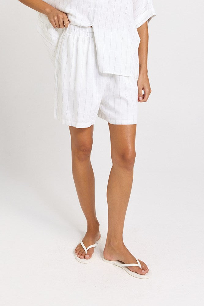 Palm Relax Shorts - White/Black Stripe | Betty Basics