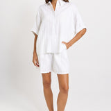 Palm Relax Shorts - White/Black Stripe | Betty Basics