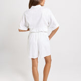 Palm Linen Blend Relax Shorts - White/Black Stripe