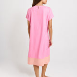 Bonnie Linen Blend Midi Dress - Pink/Orange