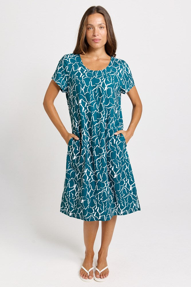 Bonnie Dress - Teal Petal Print | Betty Basics