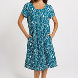 Bonnie Dress - Teal Petal Print | Betty Basics