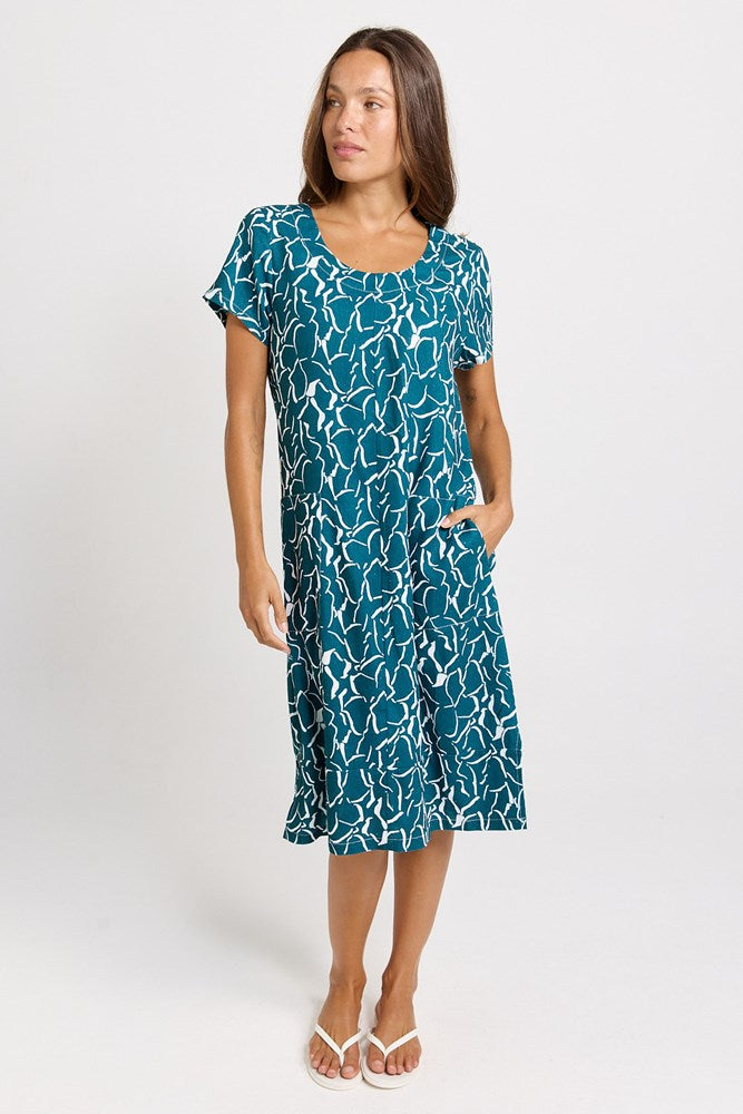 Bonnie Dress - Teal Petal Print | Betty Basics