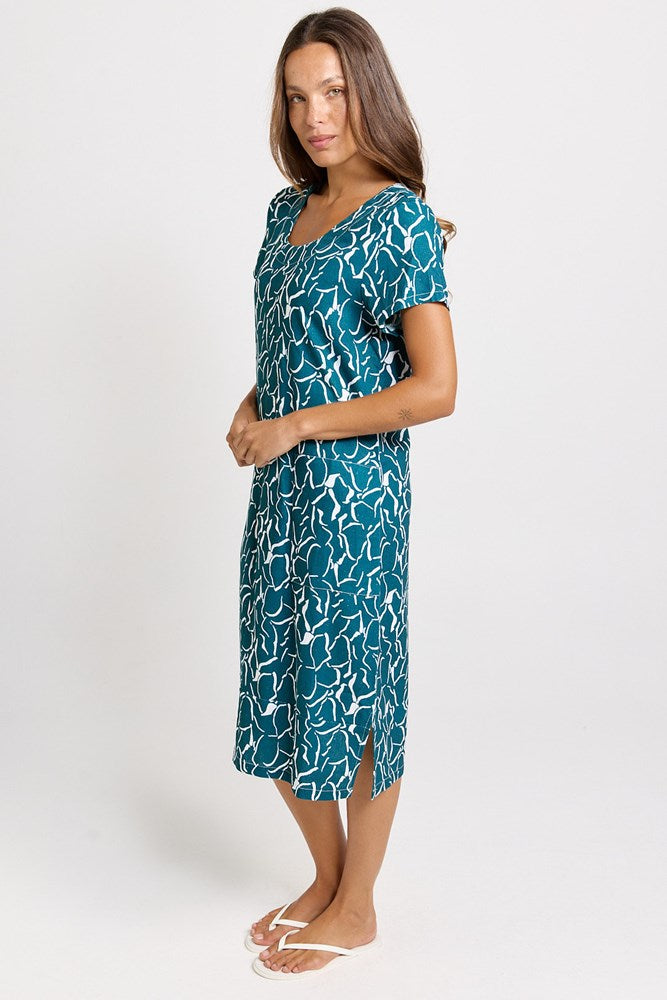 Bonnie Dress - Teal Petal Print | Betty Basics