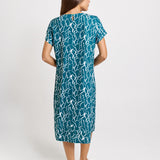 Bonnie Linen Blend Midi Dress - Teal Petal Print