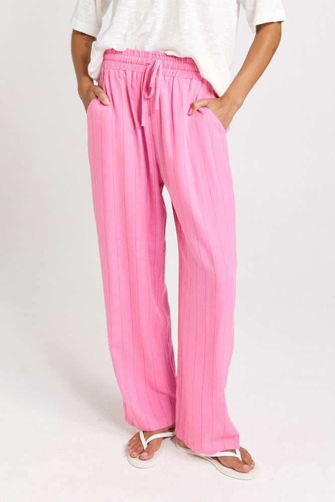 Palm Relax Pants - Pink/Teal Stripe | Betty Basics