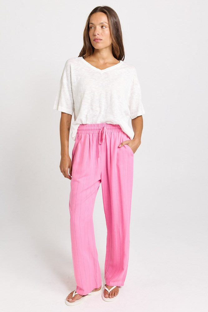 Palm Relax Pants - Pink/Teal Stripe | Betty Basics