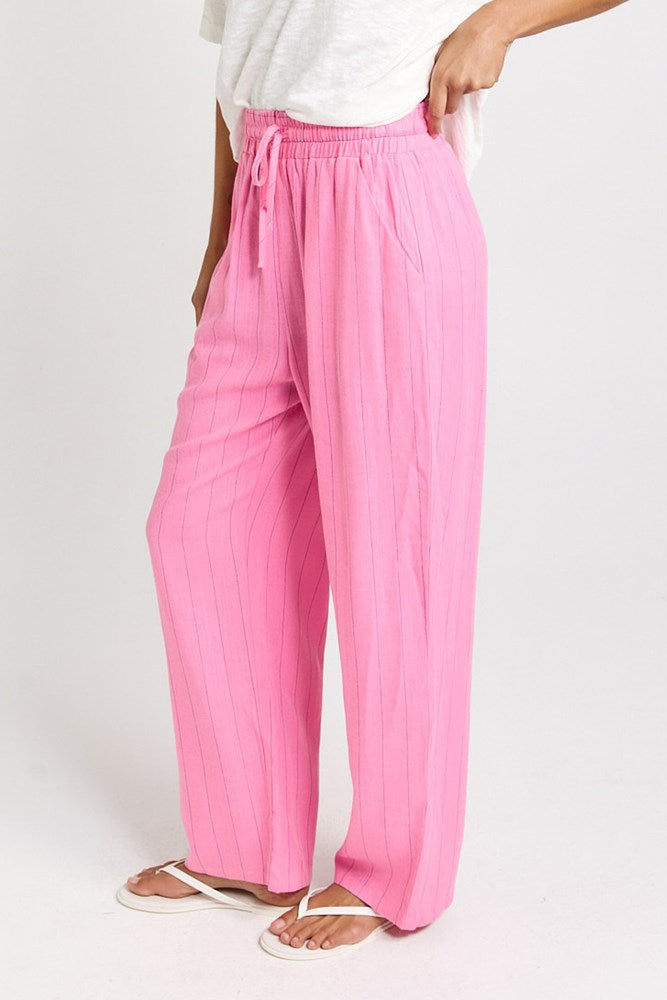 Palm Relax Pants - Pink/Teal Stripe | Betty Basics
