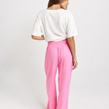 Palm Linen Blend Relax Pants - Pink/Teal Stripe