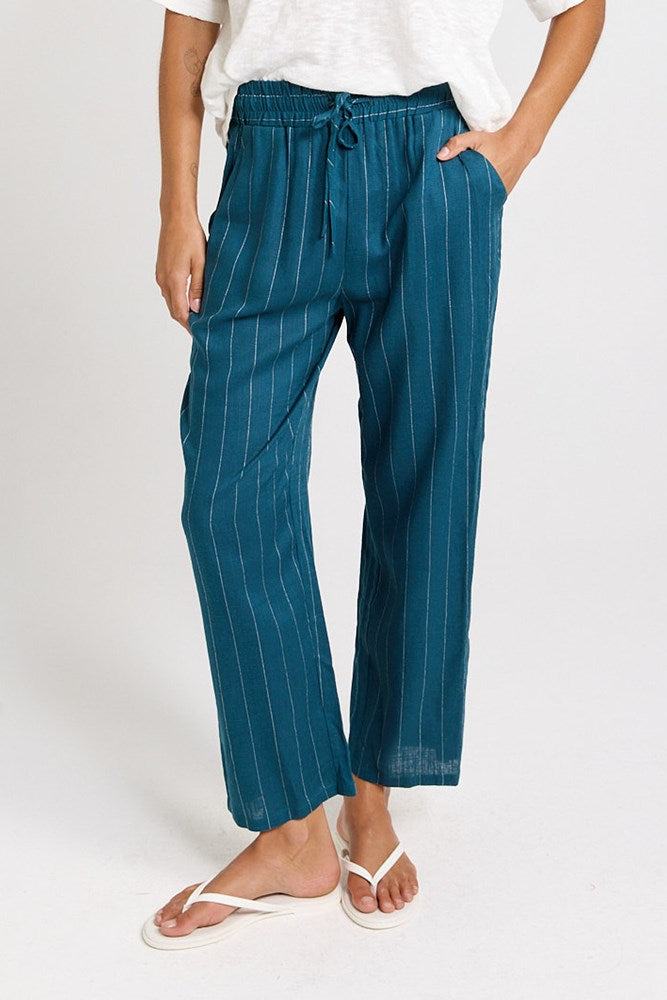Palm Relax Pants - Teal/White Stripe | Betty Basics