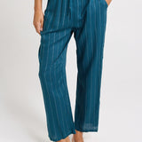 Palm Relax Pants - Teal/White Stripe | Betty Basics