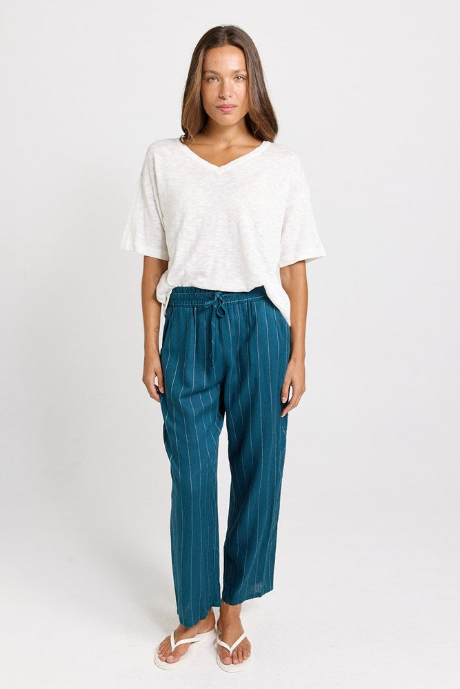 Palm Relax Pants - Teal/White Stripe | Betty Basics