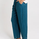 Palm Relax Pants - Teal/White Stripe | Betty Basics