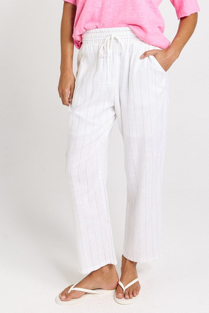 Palm Relax Pants - White/Black Stripe | Betty Basics