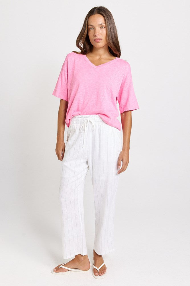 Palm Relax Pants - White/Black Stripe | Betty Basics