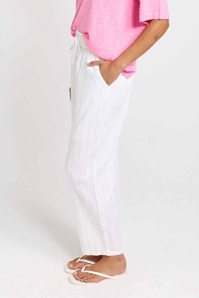 Palm Relax Pants - White/Black Stripe | Betty Basics