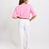 Palm Linen Blend Relax Pants - White/Black Stripe