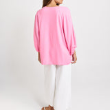 Bella Linen Blend Blouse - Pink