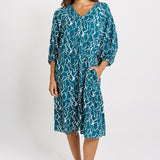 Bella Dress - Teal Petal Print | Betty Basics