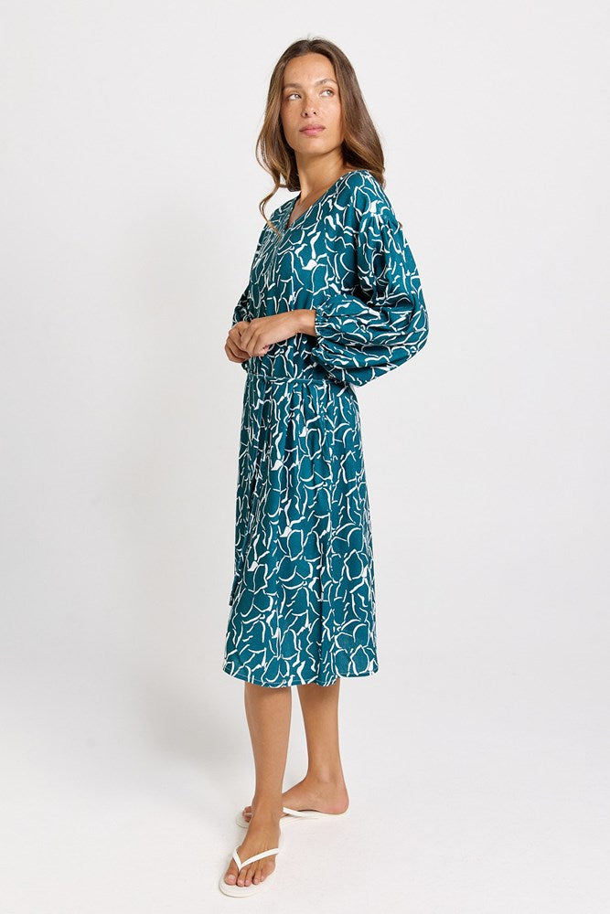 Bella Dress - Teal Petal Print | Betty Basics