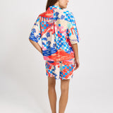 Sable Linen Blend Shirt - Mediterranean Print