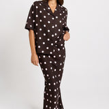 Sable Shirt - Pink/Choc Polka Dot | Betty Basics
