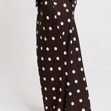 Sable Bias Yoke Skirt - Pink/Choc Polka Dot | Betty Basics