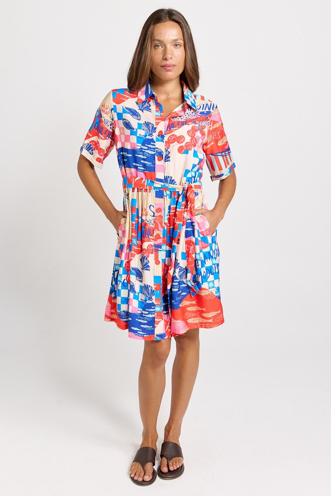 Palm Shirt Dress - Mediterranean Print | Betty Basics