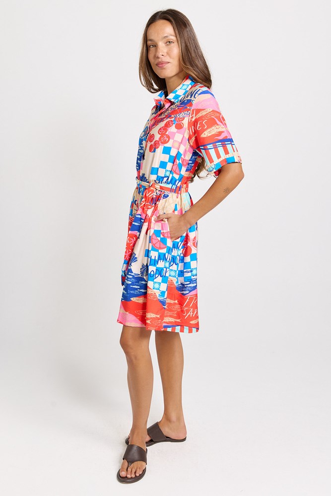 Palm Shirt Dress - Mediterranean Print | Betty Basics