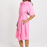 Palm Shirt Dress - Pink/Teal Stripe | Betty Basics
