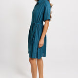 Palm Shirt Dress - Teal/White Stripe | Betty Basics