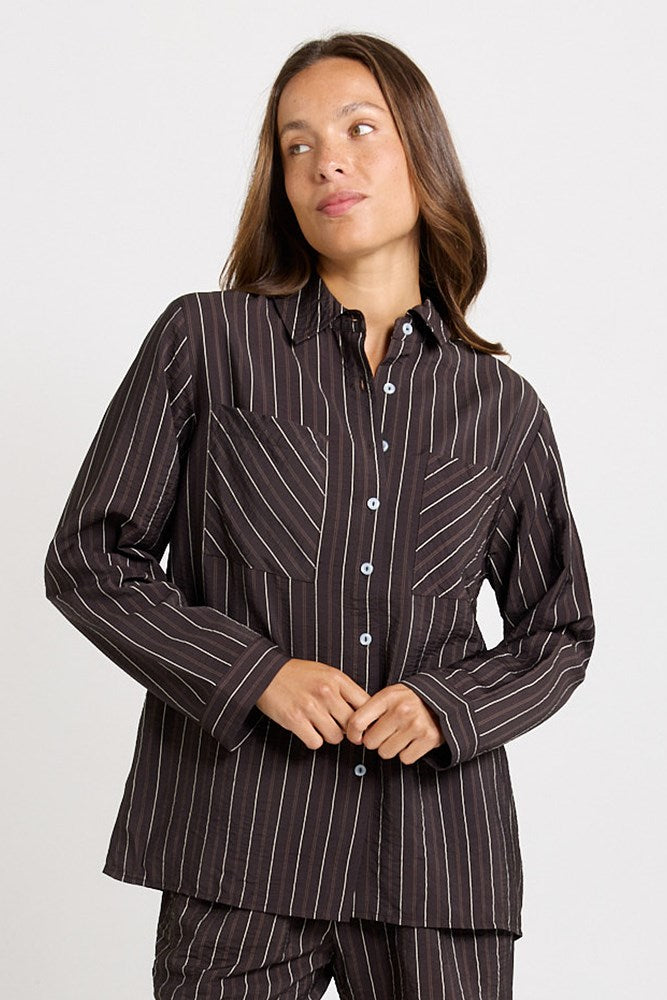 Sorrento Shirt - Brown Stripe | Betty Basics