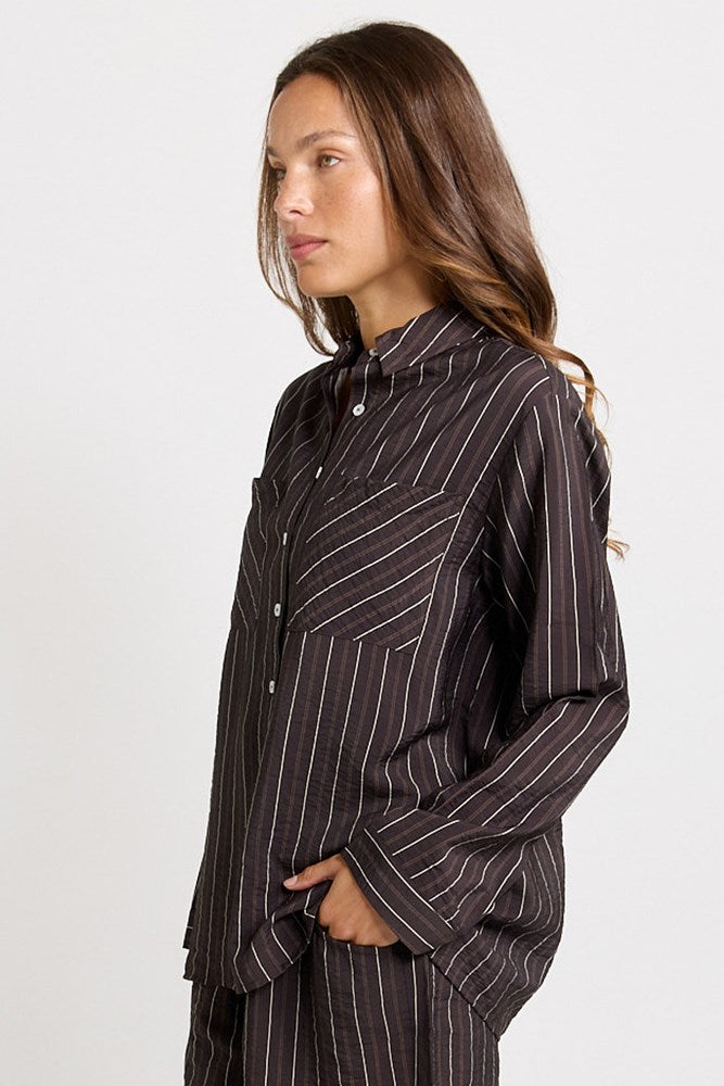 Sorrento Shirt - Brown Stripe | Betty Basics