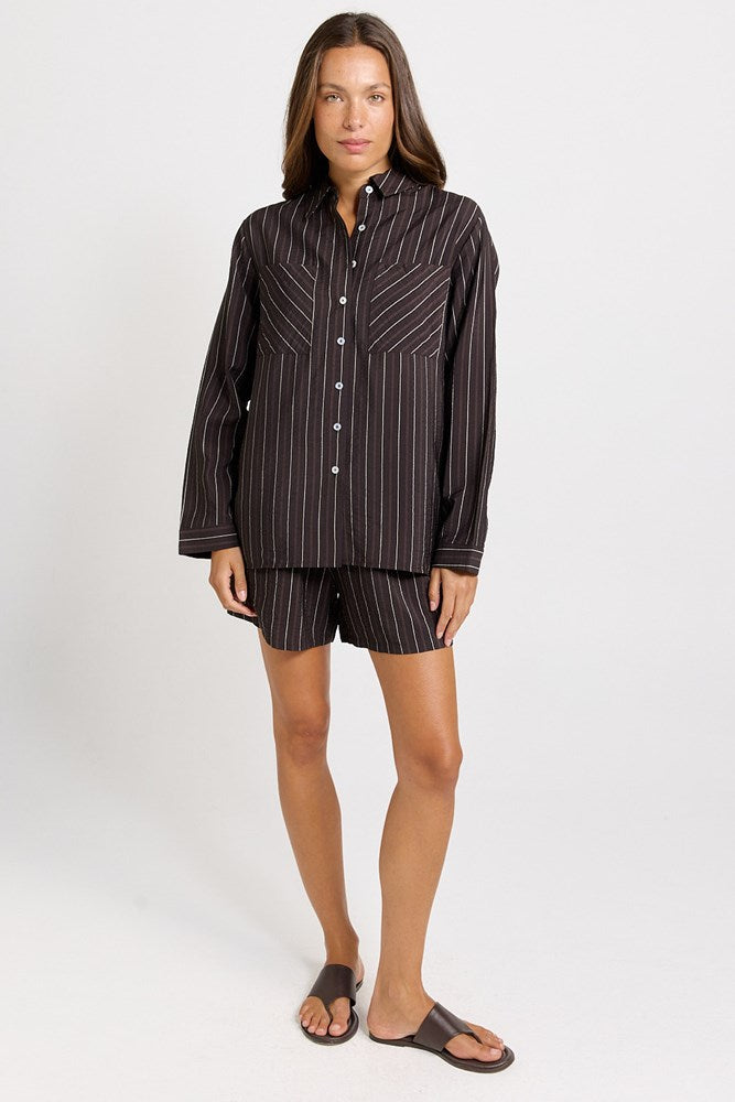 Sorrento Short - Brown Stripe | Betty Basics