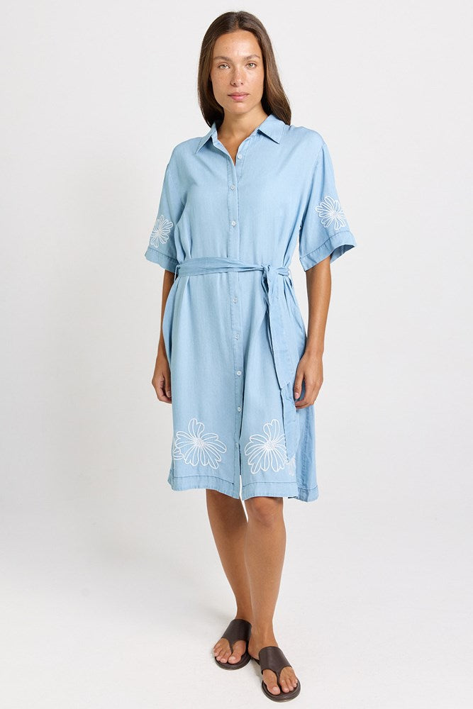 Emmy Shirt Dress - Mid Wash | Betty Basics
