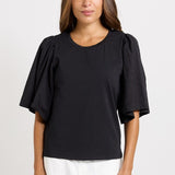 Bianca Broderie T-Shirt - Black | Betty Basics