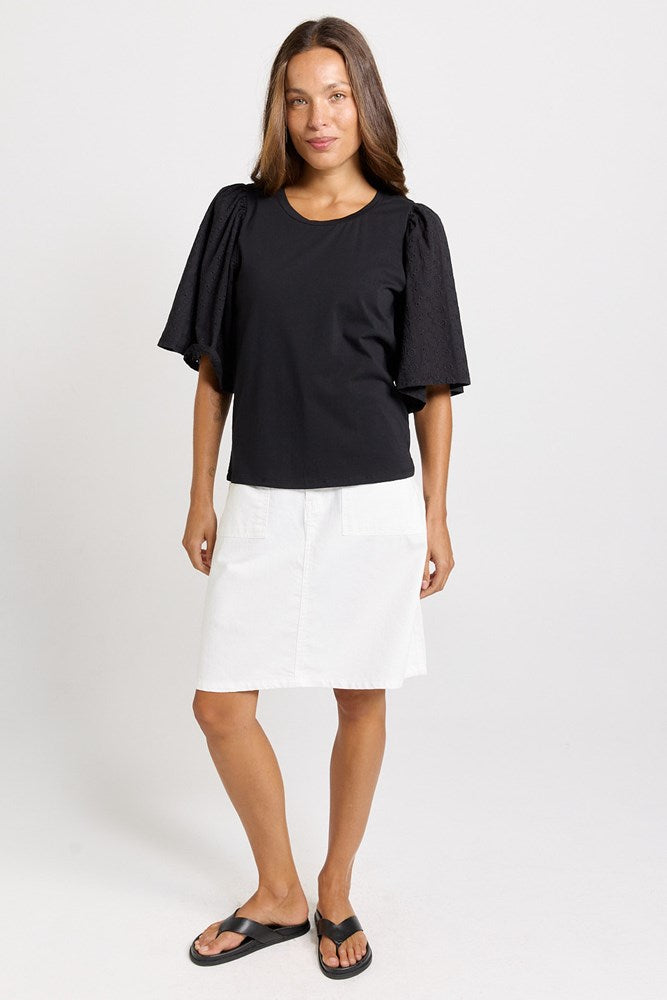 Bianca Broderie T-Shirt - Black | Betty Basics