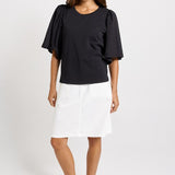 Bianca Broderie T-Shirt - Black | Betty Basics