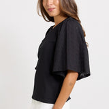 Bianca Broderie T-Shirt - Black | Betty Basics