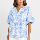Bronte Blouse - Blue Shell Print | Betty Basics