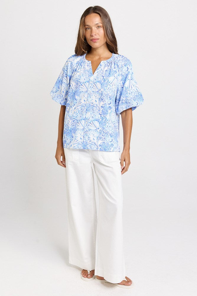 Bronte Blouse - Blue Shell Print | Betty Basics