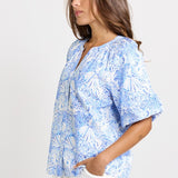 Bronte Blouse - Blue Shell Print | Betty Basics