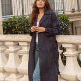 Mayla Duster - Blue Pinstripe