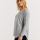 Clemont Asymmetrical Bamboo Top - Mono Stripe