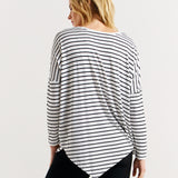 Clemont Asymmetrical Bamboo Top - Mono Stripe